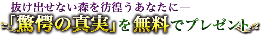抜け出せない森を彷徨うあなたに&mdash;&mdash;「驚愕の真実」を無料でプレゼント